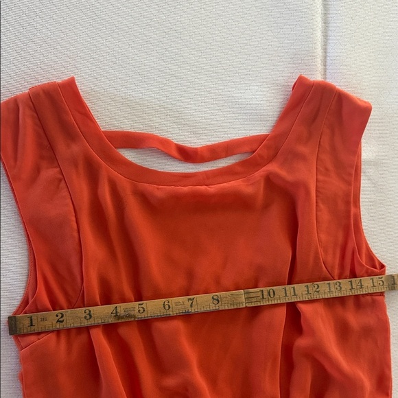 Vibrant Orange Flowy hi lo Sleeveless Dress - Picture 2 of 9